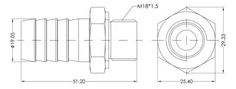 M18 * 1.5 - hose diameter 19mm