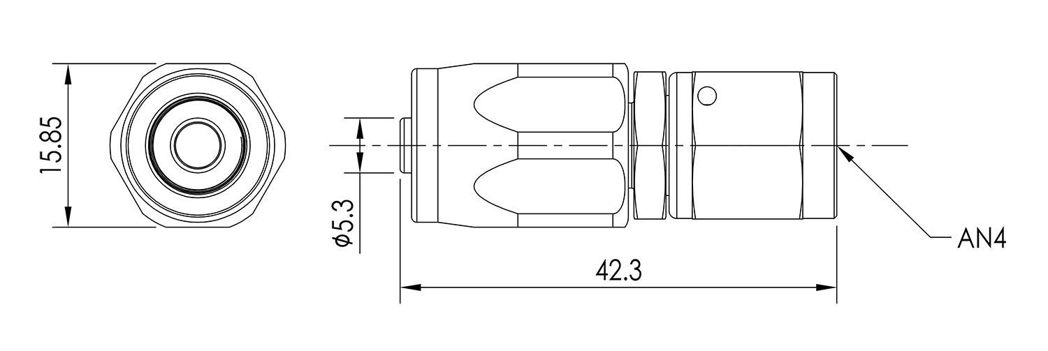 AN04 Straight Swivel Seal Hose End Dimensioned Drawing