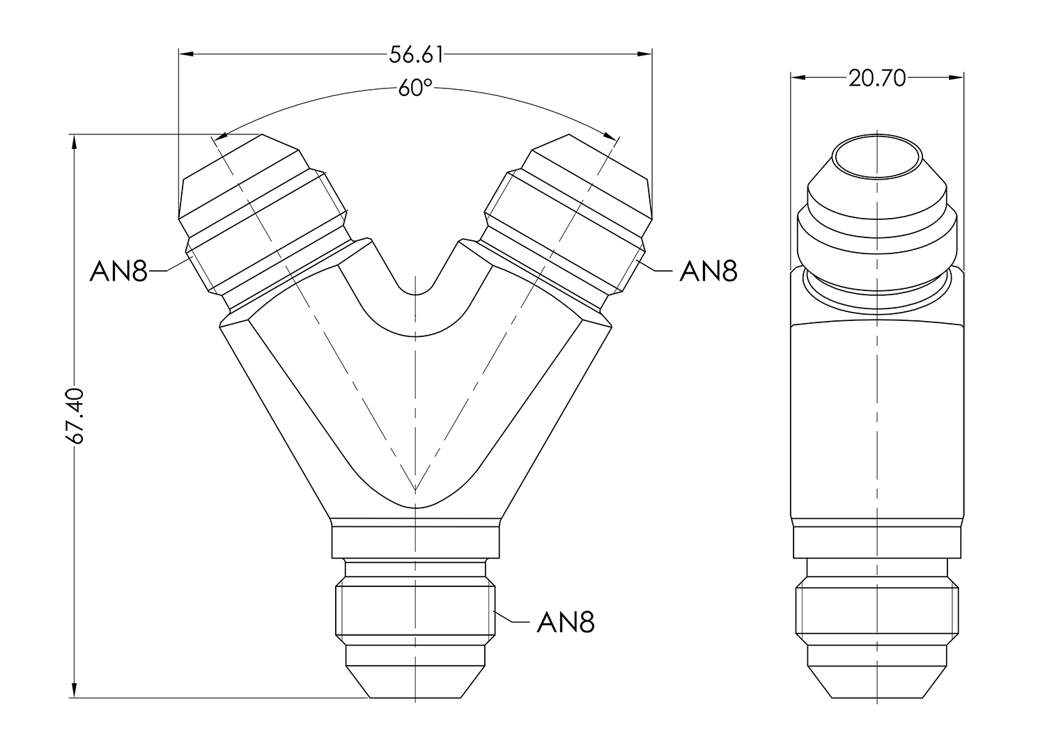 AN08-AN08 Y Adapter Drawing