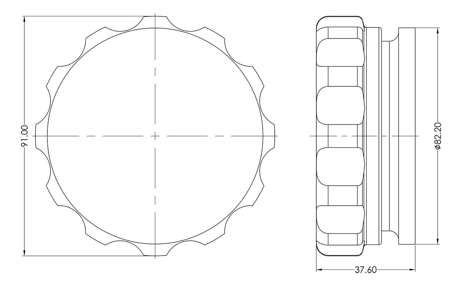 Billet Neck Cap Dimensioned Drawing
