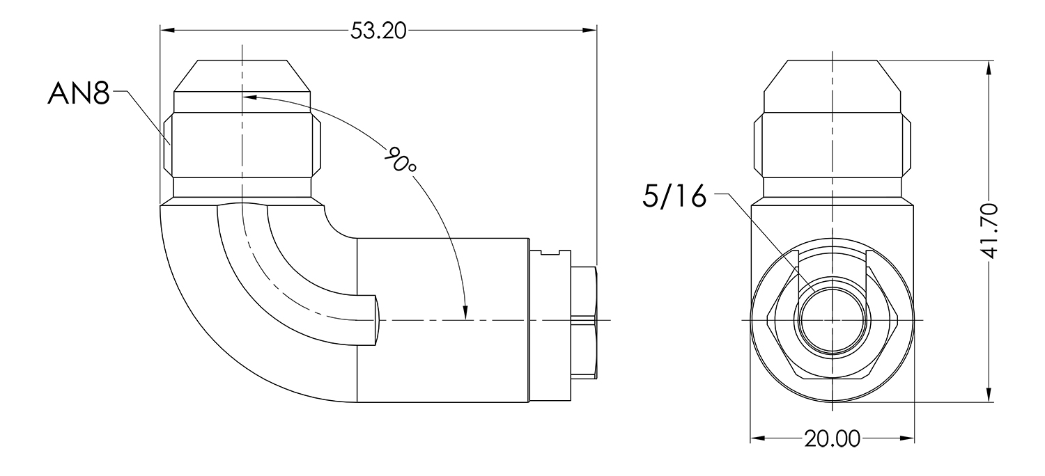AN08 to 5/16 Female 90 Quick Fuel Connector