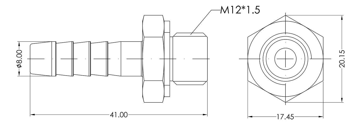 M12 Male to 5/16 Barb Adapter