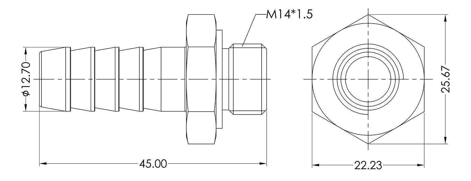 M14 Male to 1/2 Barb Adapter