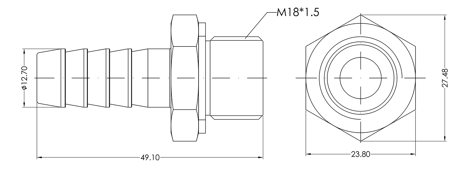 M18 Male to 1/2 Barb Adapter