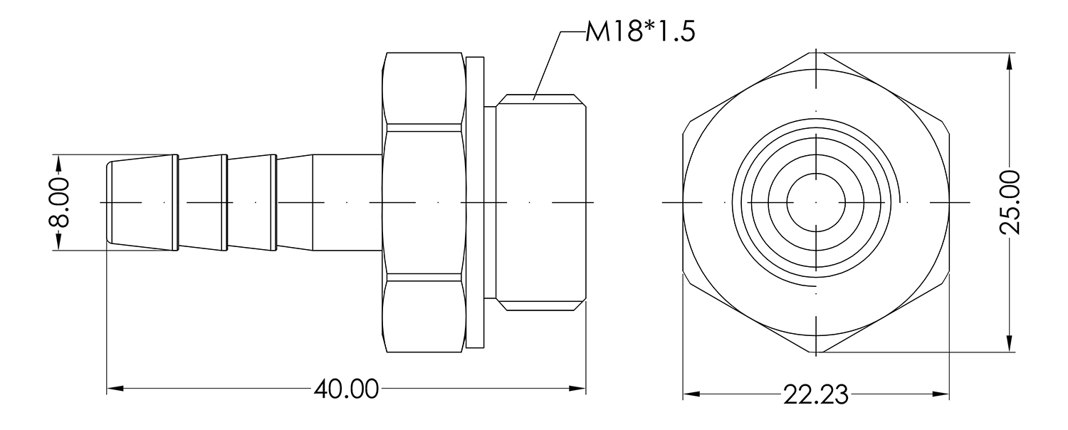 M18 Male to 8mm Barb Adapter