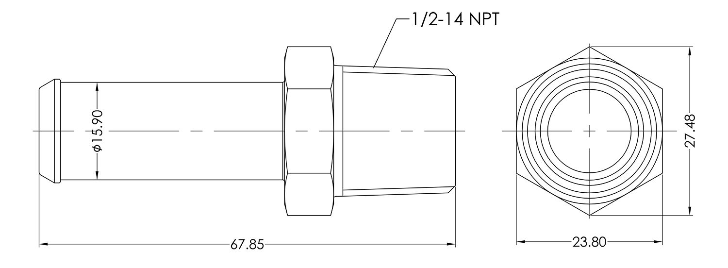 1/2 NPT Male to 5/8 Barb Adapter