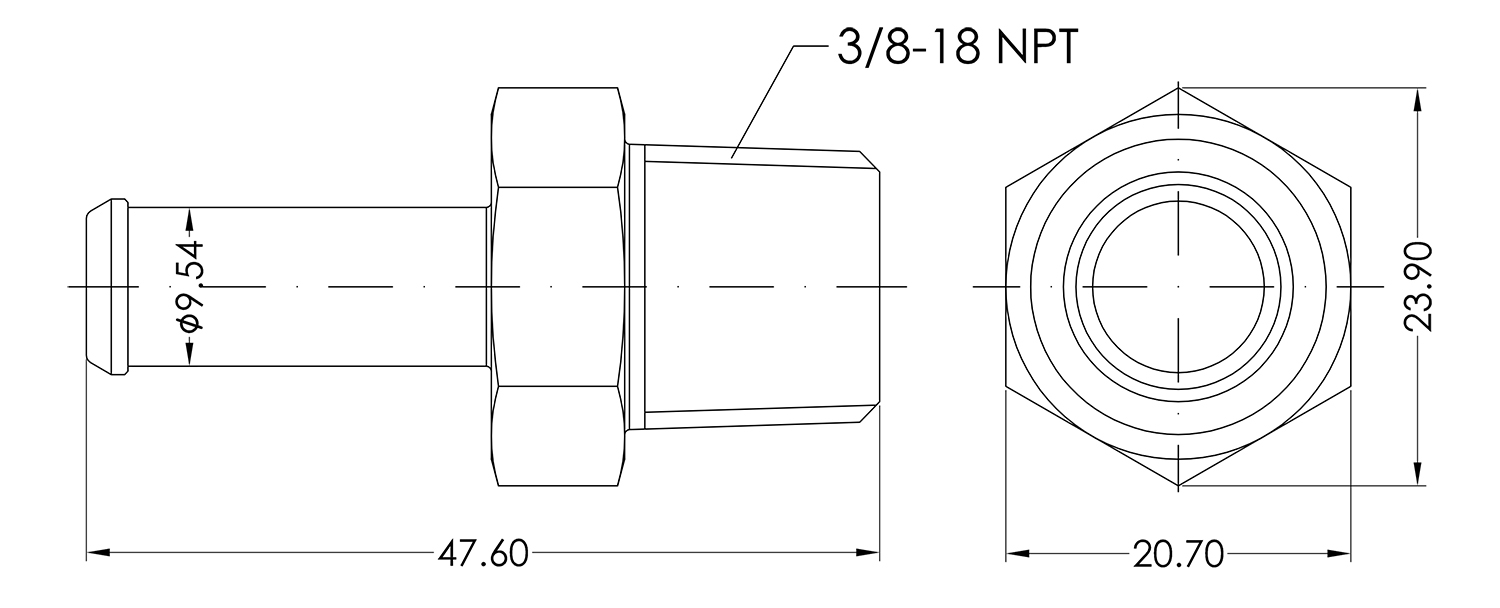 3/8 NPT Male to 3/8 Barb Adapter