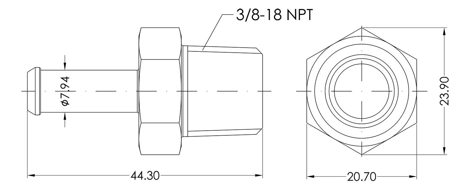 3/8 NPT Male to 5/16 Barb Adapter