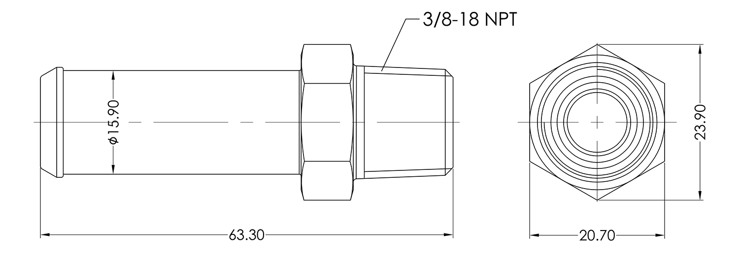 3/8 NPT Male to 5/8 Barb Adapter