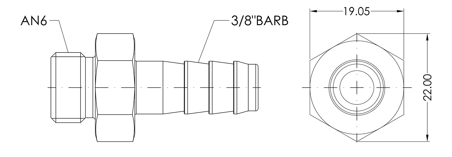 ORB06 to 3/8 Barb Adapter