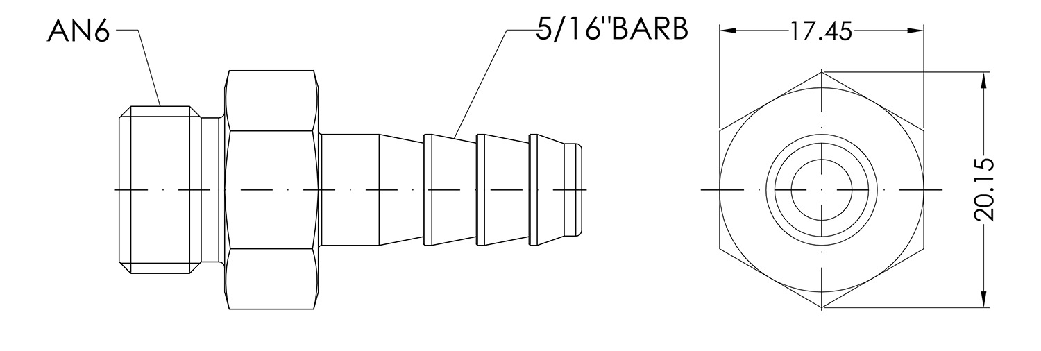 ORB06 to 5/16 Barb Adapter