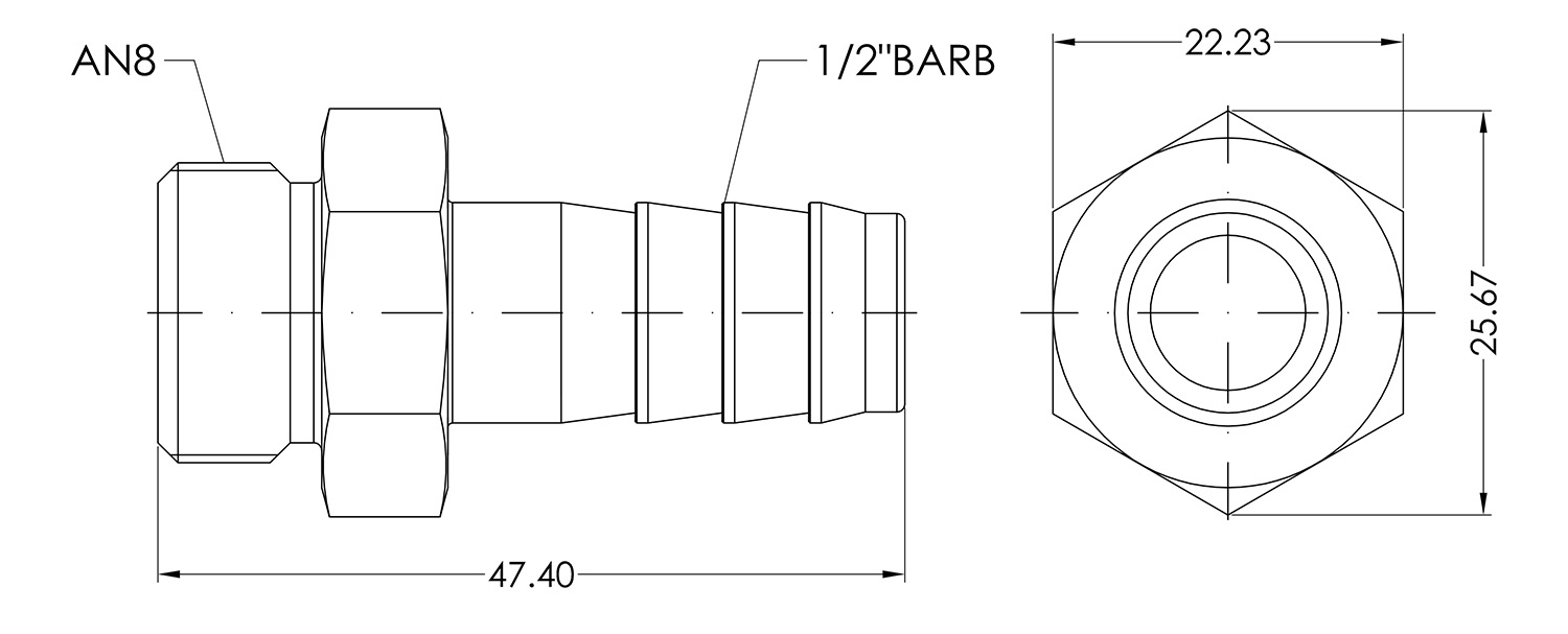 ORB08 to 1/2 Barb Adapter