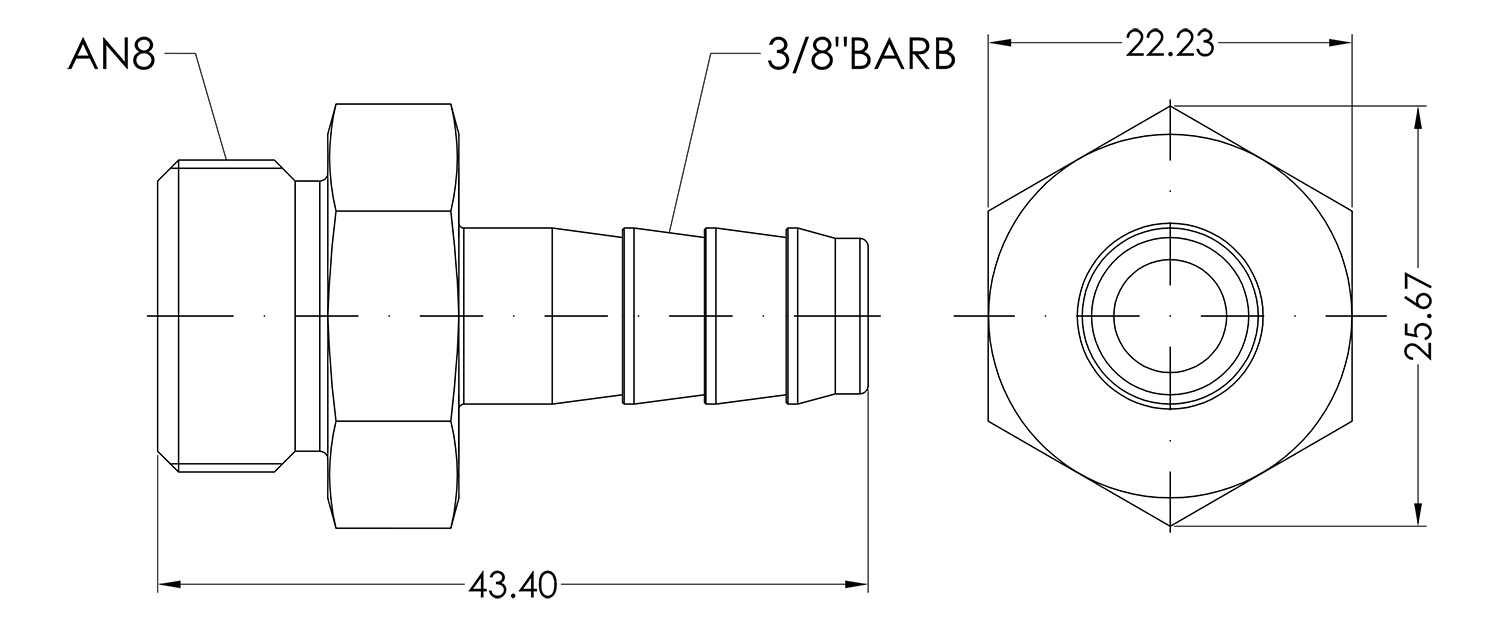 ORB08 to 3/8 Barb Adapter